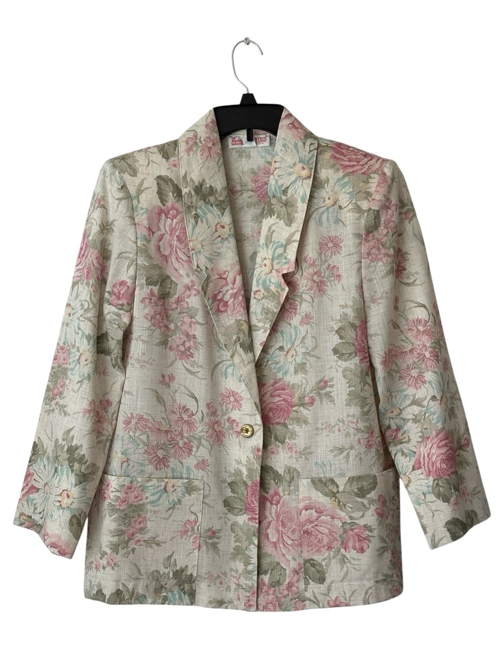 Vintage 90s Block Island Marina Pappas Floral Blazer Petite 10 Cottagecore